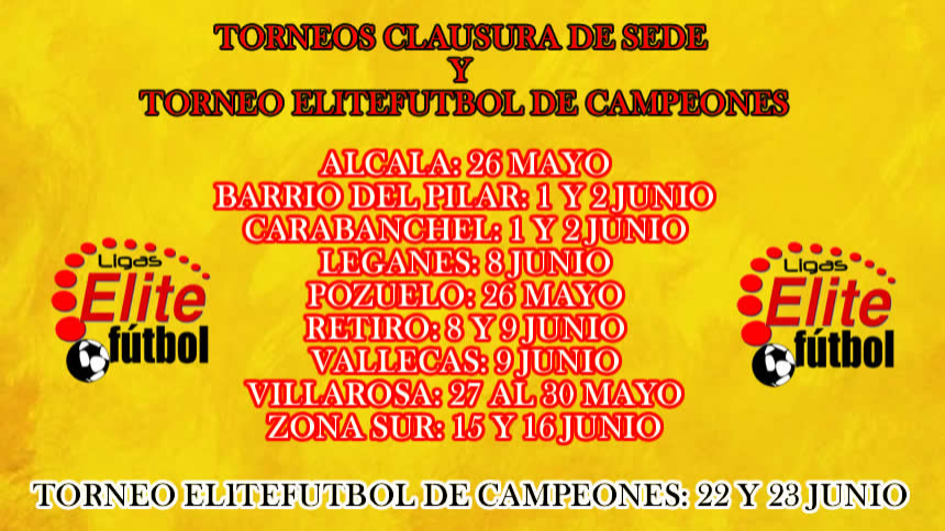 FECHAS OFICIALES TORNEOS CLAUSURA Y TORNEO ELITEFUTBOL.